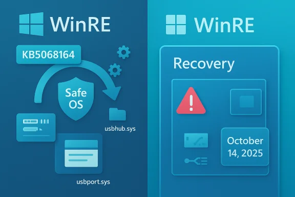 Windows WinRE recovery screen with Safe OS shield and a warning panel.