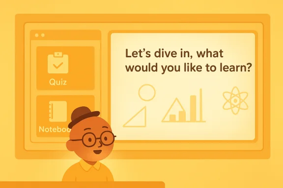 Cheerful cartoon student with glasses stands before a large screen displaying a learning dashboard. Cheerful cartoon student with glasses stands before a large screen displaying a learning dashboard.