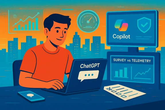 A person uses a ChatGPT laptop while dashboards and charts display analytics. A person uses a ChatGPT laptop while dashboards and charts display analytics.