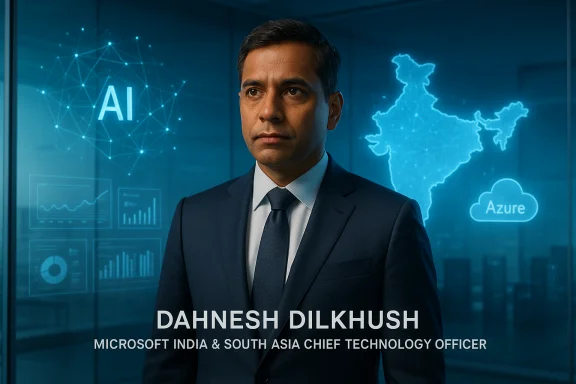 Suited executive standing before AI and Azure holographic displays in a high-tech office.