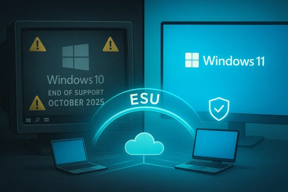 Windows 10 end of support in October 2025, with Windows 11 and ESU cloud security. Windows 10 end of support in October 2025, with Windows 11 and ESU cloud security.