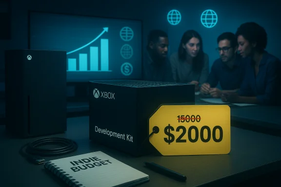 Indie game team reviews an Xbox Development Kit budget of $2,000 with charts in the background. Indie game team reviews an Xbox Development Kit budget of $2,000 with charts in the background.