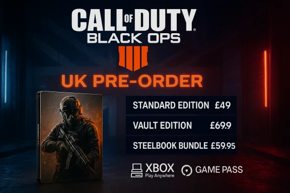 UK pre-order for Call of Duty: Black Ops III, featuring Standard, Vault, and Steelbook editions. UK pre-order for Call of Duty: Black Ops III, featuring Standard, Vault, and Steelbook editions.
