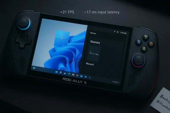ROG ALLY X handheld gaming console running Windows, with the Games library open on its screen. ROG ALLY X handheld gaming console running Windows, with the Games library open on its screen.
