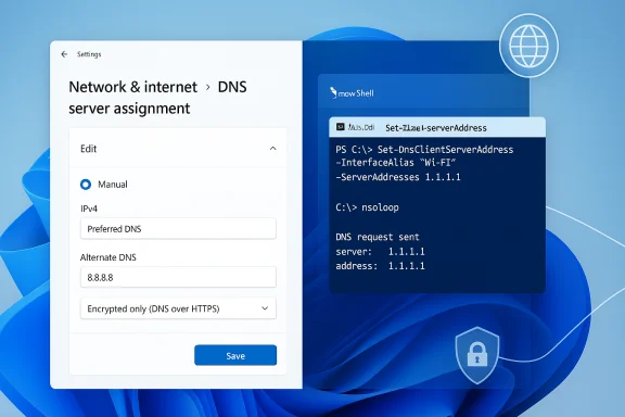 Windows DNS settings: manual IPv4 DNS with PowerShell updating to 1.1.1.1. Windows DNS settings: manual IPv4 DNS with PowerShell updating to 1.1.1.1.
