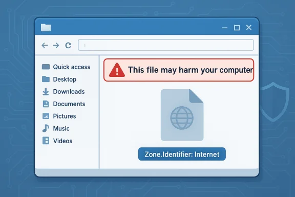 A Windows-style warning dialog alerting that a downloaded file may harm your computer. A Windows-style warning dialog alerting that a downloaded file may harm your computer.