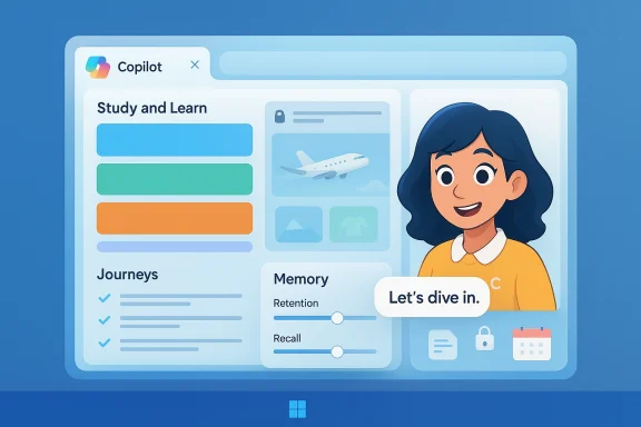 A Copilot study dashboard with colorful modules and a friendly guide saying, “Let’s dive in.” A Copilot study dashboard with colorful modules and a friendly guide saying, “Let’s dive in.”