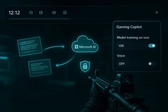 Futuristic HUD shows Microsoft AI cloud and model-training controls above a rifle. Futuristic HUD shows Microsoft AI cloud and model-training controls above a rifle.