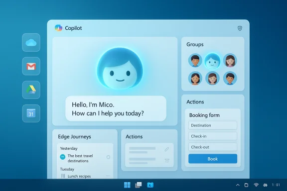 Copilot UI dashboard with a glowing avatar, groups panel, and a booking form. Copilot UI dashboard with a glowing avatar, groups panel, and a booking form.