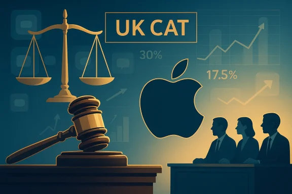 Judicial scales and a gavel beside the Apple logo as suited figures discuss UK corporate tax. Judicial scales and a gavel beside the Apple logo as suited figures discuss UK corporate tax.