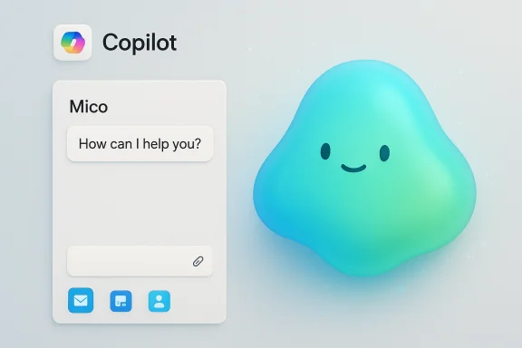 Copilot UI with Mico, a friendly gradient blob, asking “How can I help you?”. Copilot UI with Mico, a friendly gradient blob, asking “How can I help you?”.