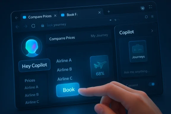 A futuristic travel app UI on screen, with a hand tapping the glowing “Book” button. A futuristic travel app UI on screen, with a hand tapping the glowing “Book” button.
