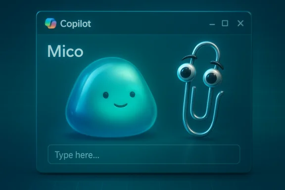 A glossy Copilot window shows a friendly teal blob named Mico beside a smiling stethoscope. A glossy Copilot window shows a friendly teal blob named Mico beside a smiling stethoscope.