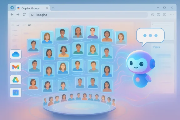 A futuristic UI shows a holographic grid of diverse avatars connected by glowing lines, with a friendly robot. A futuristic UI shows a holographic grid of diverse avatars connected by glowing lines, with a friendly robot.
