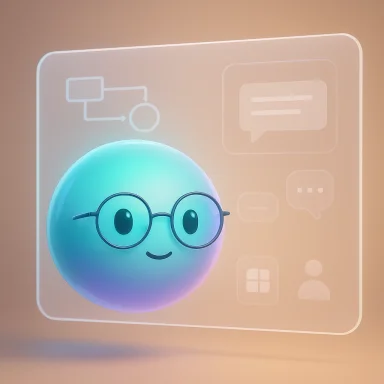A cute gradient sphere with glasses floats in a glowing holographic interface. A cute gradient sphere with glasses floats in a glowing holographic interface.