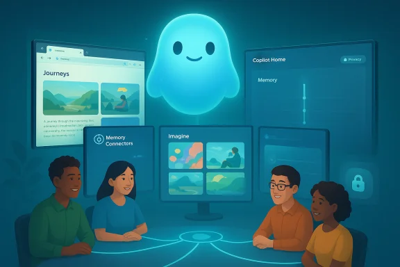 A glowing blue AI avatar hovers above a round table as a diverse team collaborates with screens. A glowing blue AI avatar hovers above a round table as a diverse team collaborates with screens.
