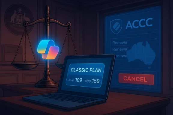 A neon logo glows above a scale of justice as a laptop shows a 'Classic Plan' price in a legal setting.