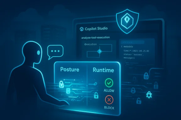 Neon blue security dashboard depicting posture and runtime access controls with shields and locks. Neon blue security dashboard depicting posture and runtime access controls with shields and locks.