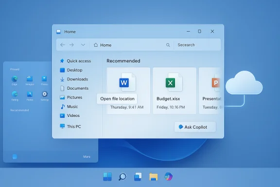 A futuristic blue Windows-like desktop with a floating file explorer and cloud icon. A futuristic blue Windows-like desktop with a floating file explorer and cloud icon.