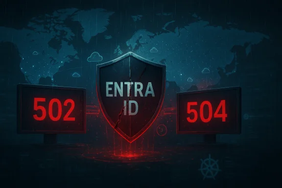 A cracked shield labeled ENTER ID sits between 502 and 504 error screens over a global map.