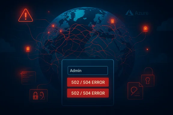 Global digital network glow with an admin login screen displaying 502/504 errors. Global digital network glow with an admin login screen displaying 502/504 errors.