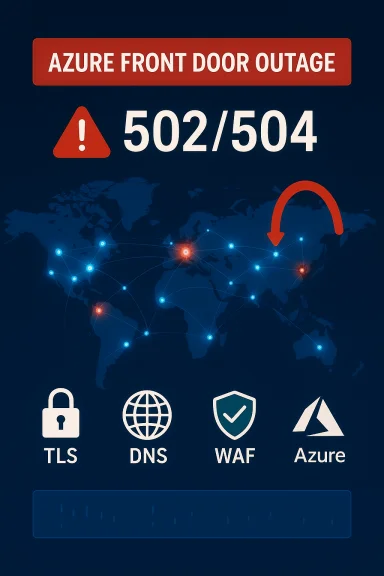 Azure Front Door outage with 502/504 errors across a global network. Azure Front Door outage with 502/504 errors across a global network.
