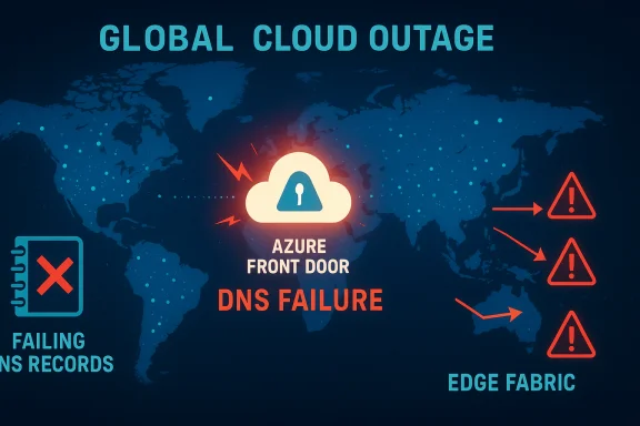 Global cloud outage: Azure Front Door DNS failure. Global cloud outage: Azure Front Door DNS failure.