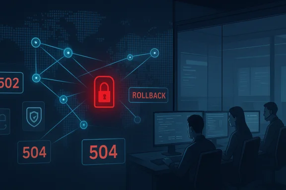 Cybersecurity ops center with a glowing red padlock and 504 errors on a global network map. Cybersecurity ops center with a glowing red padlock and 504 errors on a global network map.