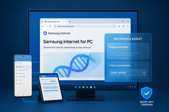 Samsung Internet for PC demo featuring Browsing Assist with Page summary and inline translation. Samsung Internet for PC demo featuring Browsing Assist with Page summary and inline translation.