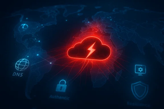 A neon red cloud with a lightning bolt hovers over a dark world map, surrounded by security icons. A neon red cloud with a lightning bolt hovers over a dark world map, surrounded by security icons.