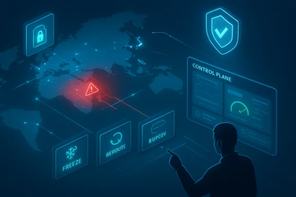 A security analyst monitors a global network map with a control-plane dashboard and alerts. A security analyst monitors a global network map with a control-plane dashboard and alerts.