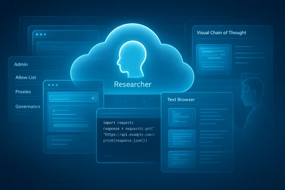 Cloud-based researcher interface with panels, code, and a profile silhouette. Cloud-based researcher interface with panels, code, and a profile silhouette.