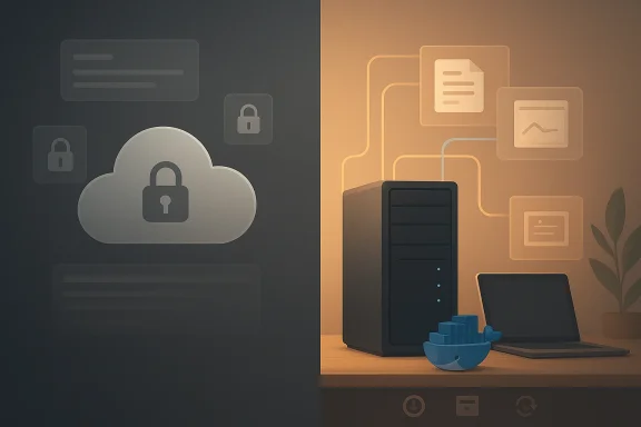 Split-screen shows secure cloud storage versus protected IT services with servers and lock icons.