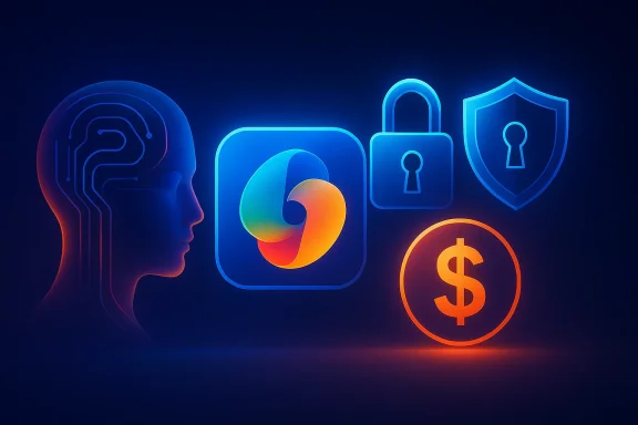 Neon digital security illustration with a human profile, lock icons, and a dollar coin on a dark background.
