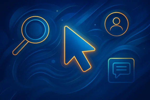 Neon network icons on a blue background show search, user, and messaging functions.