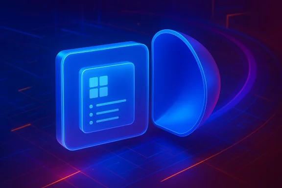 Neon blue digital icons show a lock and shield beside a glowing database cylinder on a circuit backdrop.