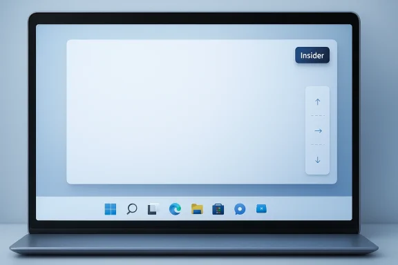 Laptop displaying a minimalist desktop interface with the “Insider” app button.