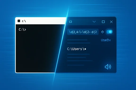 Screenshot of a Windows-style command line/editor interface on a blue desktop background.