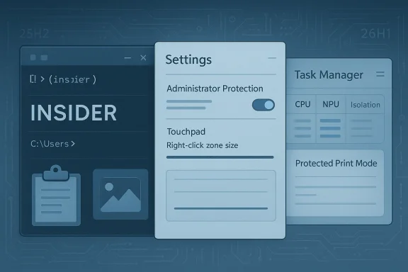 Computer interface showing a Settings window with “Administrator Protection” enabled.