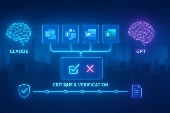 Neon diagram comparing CLAUDE and GPT with document icons and a “CRITIQUE & VERIFICATION” check.