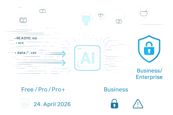 Futuristic blue interface showing an AI icon with shield security and business labels.