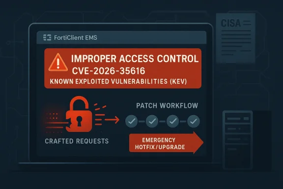 windowsforum-cisa-adds-forticlient-ems-cve-2026-35616-to-kev-act-fast-on-active-exploitation.webp