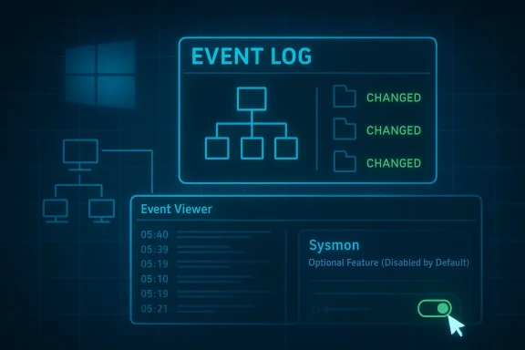 Neon UI dashboard showing an “Event Log” with a system tree and an “Event Viewer” timeline.