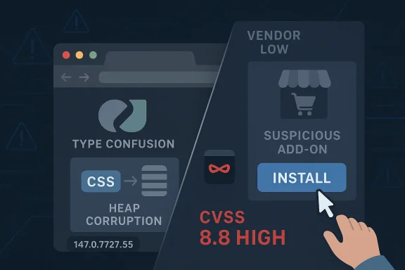 Cybersecurity dashboard showing “Vendor Low” and “Suspicious add-on” with an “Install” prompt.