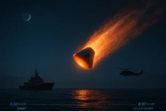 A glowing capsule-shaped device floats above the sea as a helicopter and ship watch under starlit skies.