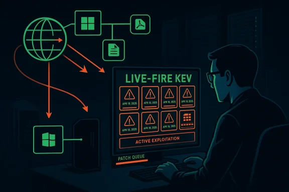 Hacker-themed neon dashboard shows “LIVE-FIRE KEY” with warning patch dates and exploitation alerts.
