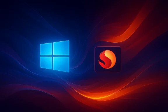 Abstract neon background showing Windows and Yin-Yang icons in glowing blue and red waves.