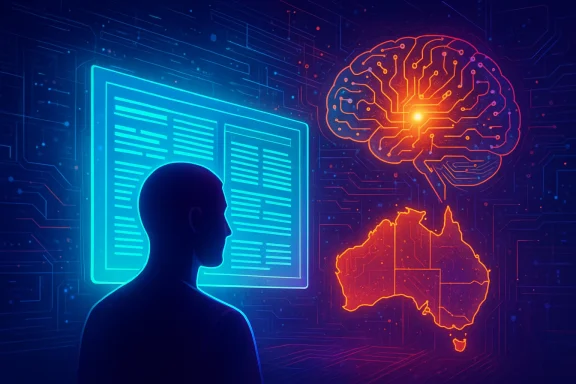 Neon AI brain circuitry and a silhouetted person in a futuristic cyber interface.