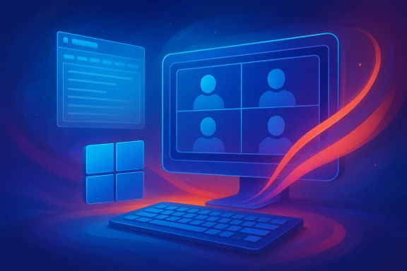 Neon blue and red illustration of a computer setup with login icons on screens, suggesting secure access and collaboration. Neon blue and red illustration of a computer setup with login icons on screens, suggesting secure access and collaboration.