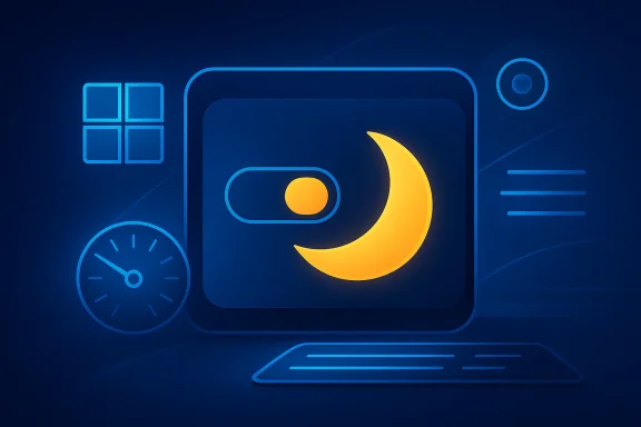 Neon blue interface with a glowing yellow moon, clock, and buttons on a dark tech background.